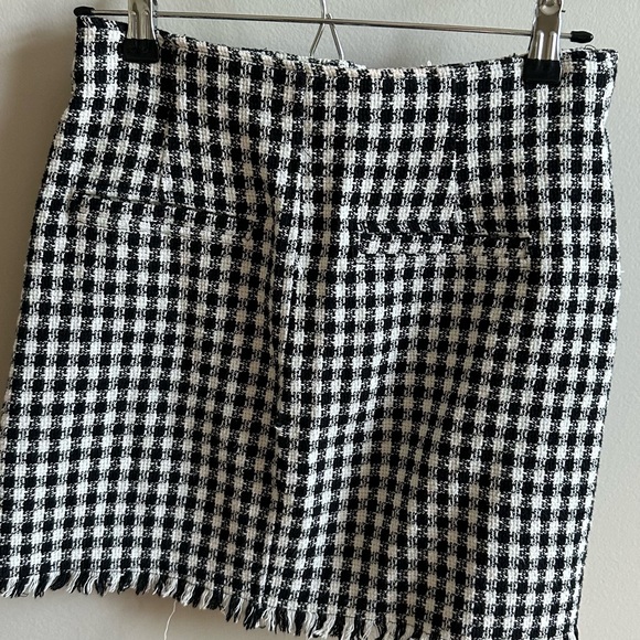 Zara Tweed Houndstooth Mini Skirt - Black & White - Size S - Picture 2 of 4